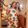 thumbnail image 2 of Agnes Orinda Women's Plus Size Halloween Pumpkin Print Pajama Set Short Sleeve Crew Neck Top and Elastic Waist Long Pants Lounge Soft Sleepwear 5X Apricot, 2 of 8