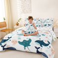 thumbnail image 4 of jejeloiu Ocean Animal Monogram A 7-Piece Twin Bedding Sets For Kids,Sea Life Whale Bedding Comforter Set For Boys,Reversible, 4 of 7