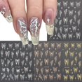 thumbnail image 1 of 3D Holographic Butterfly Nail Art Sticker 4 Sheets Laser Shiny Butterflies Nail Charms Spring Nail Art Decoration Gold Bronzing Star Self Adhesive Nai, 1 of 4