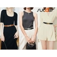 thumbnail image 5 of SUOSDEY Skinny Elastic Belts for Women Thin Stretch Belt Dress Belt 2 Pack,Black+Brown, 5 of 7