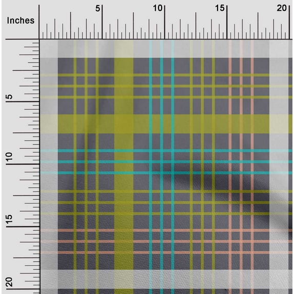 oneOone Cotton Poplin Fabric Madras Check Print Fabric By The Yard 56 Inch Wide