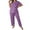 Purple, variant on WCJM Full Slip Women's Plus Size 2 Piece Pajama Set Printed Short Sleeve T Shirt and Pants Pj Set Sets