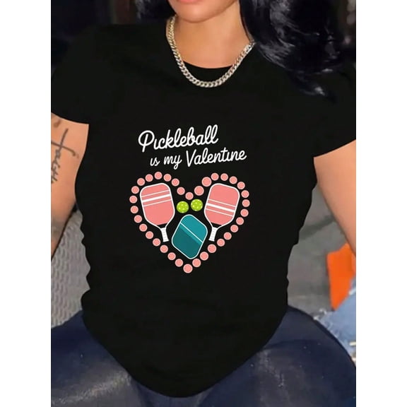 Funny Pickleball Player Valentine's Day Graphic Tee for Men Women Short Sleeve