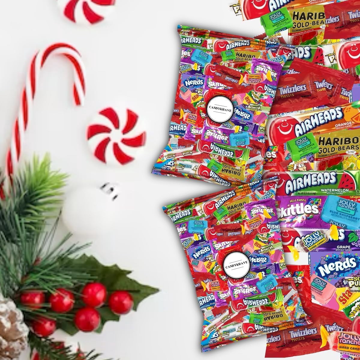 CandyKrave Assorted Candy Variety Pack - 10 Fruity Flavors - 8 lbs Bulk Candy Bag - Individually Wrapped Pinata Candy Mix - Delicious Sweets for Birthdays, Pantry, Baby Showers & Gender Reveal
