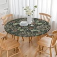 thumbnail image 3 of Green Pioneer Flower Pattern Round Fitted Tablecloth with Elastic Edge,Dining Table Cover Waterproof,Outdoor Round Tablecloth for Camping,Dining,Indoor and Outdoor, 3 of 7