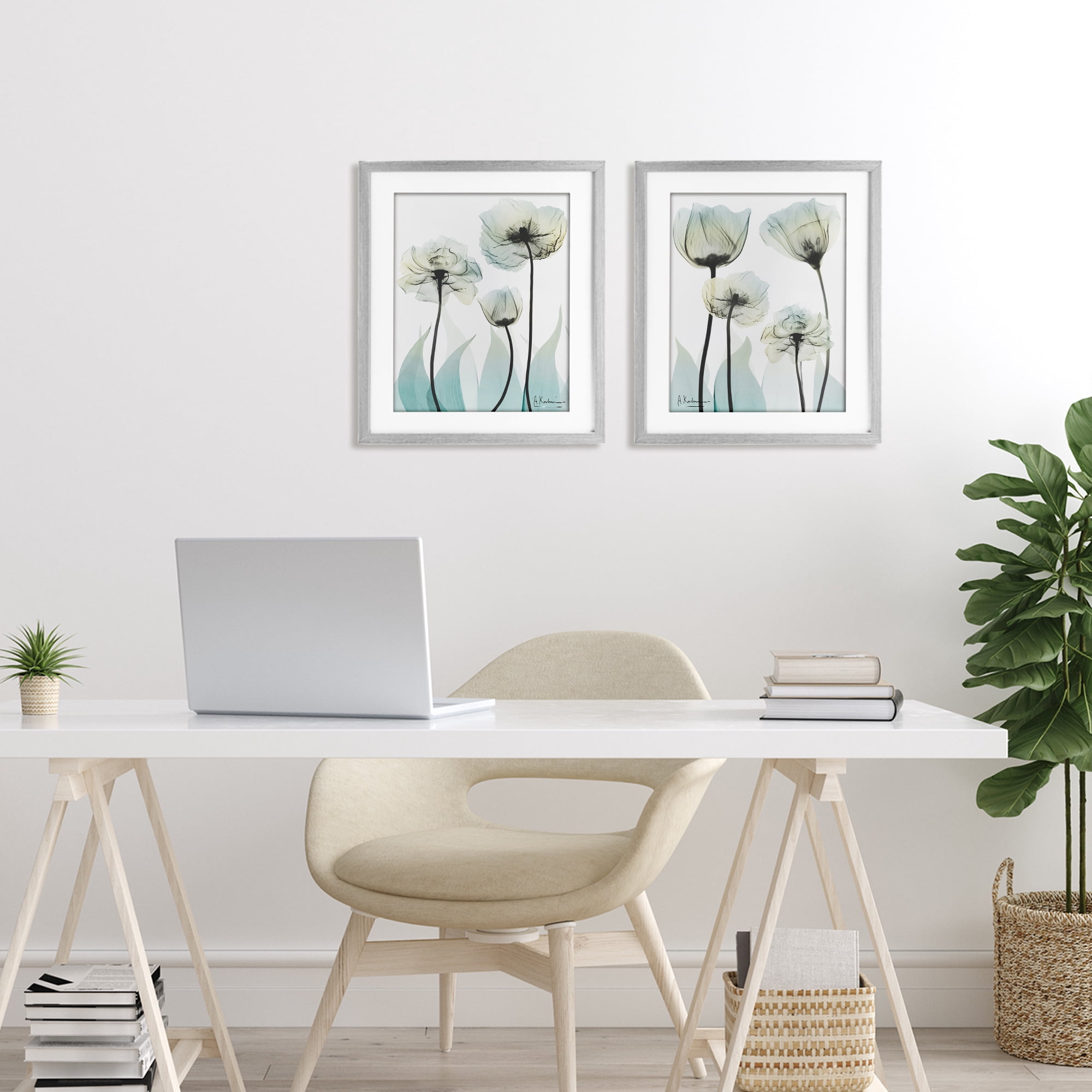 Stupell Industries Luxury Of Creation Flowers 2 Piece Gray Framed Print Under Glass Set, design by Albert Koetsier