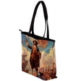 thumbnail image 3 of Columbus Day Canvas Leather Mix Hand-Held Tote Bag Twill Sponge Jeanette 30x10.5x39cm/11.8x4.1x15.4in, 3 of 5