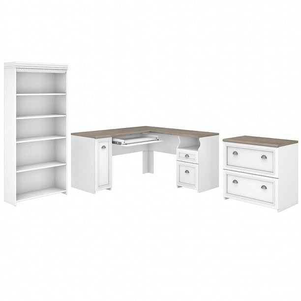 Bush Furniture Fairview 60W L Shaped Desk with Lateral File and