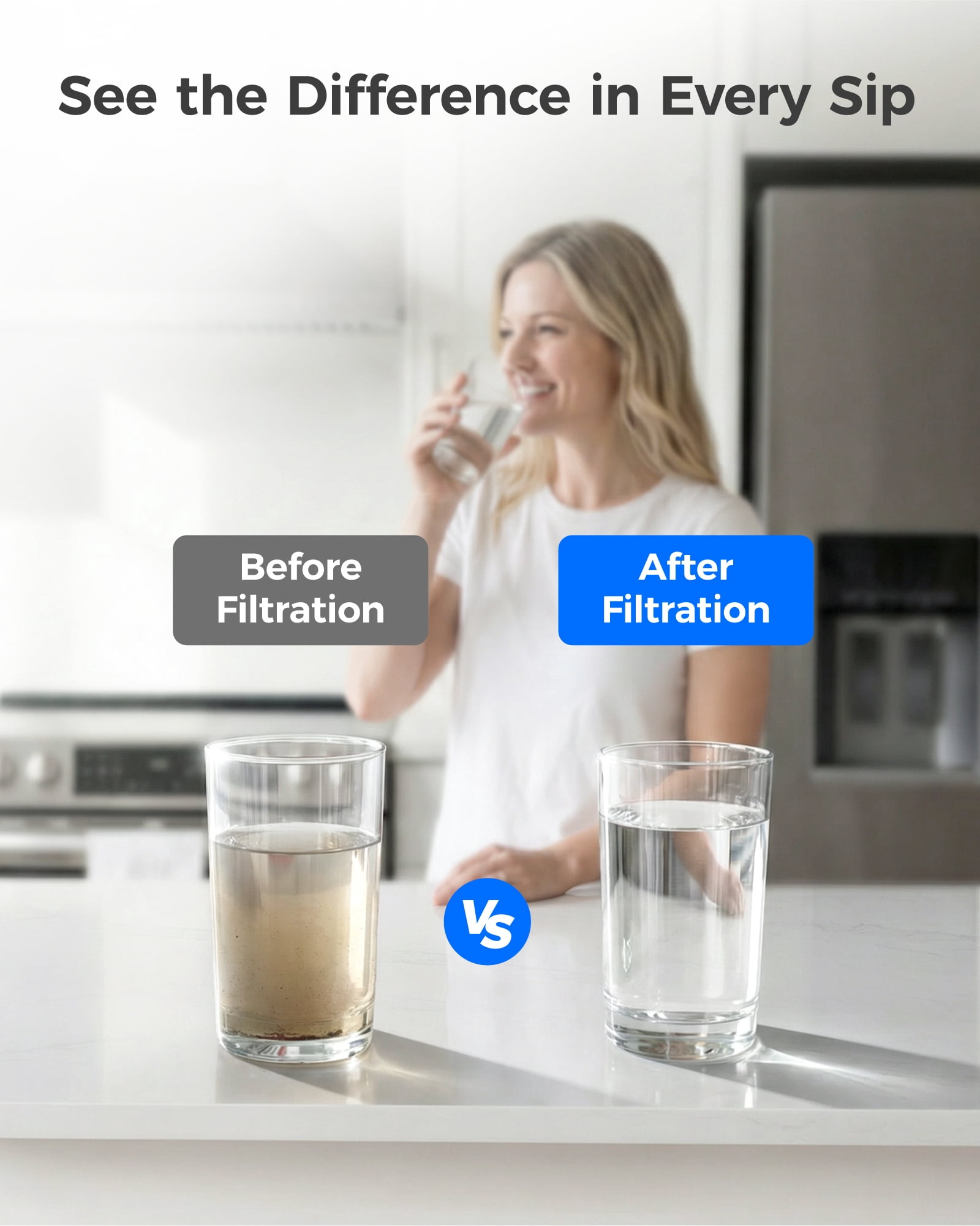 Waterdrop Replacement for EWF01®, FC-300, FC300, EFF-6018A, 241988703 Refrigerator Water Filter, 4 Filters
