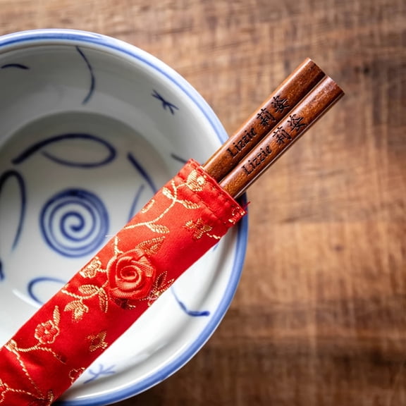 Custom Engraved Chopsticks Personalized Reusable Wooden Chopsticks for Home Dining Wedding Gift
