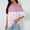 C_ Pink, variant on Olyvenn Plus Size Women's Color Block Short Sleeve T Shirts Cold Shoulder Casual Crew Neck Tops Basic Summer Loose Fit Tees Gray L