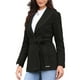 thumbnail image 4 of Abrigo de una sola fila INSPIRE CHIC para mujer, con cuello de chal, abrigo exterior de línea A, chaqueta de invierno, abrigo tipo trench con cinturón, color negro, 4 of 6
