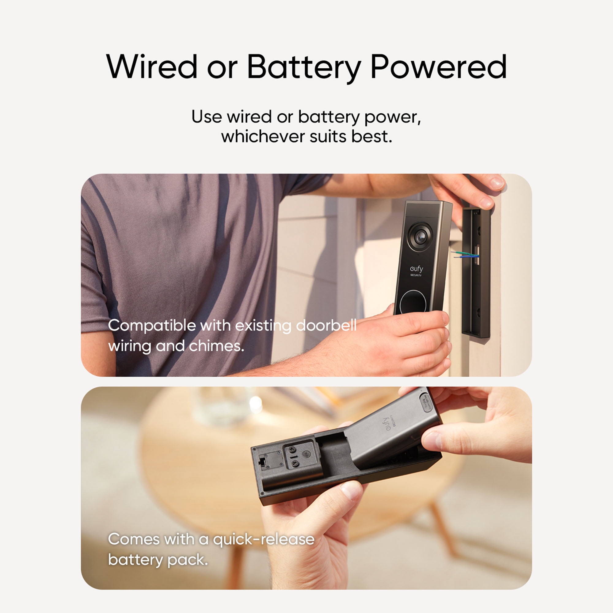 eufy E340 Wired and Battery Operated 2K Video Doorbell with Dual Cameras