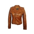 thumbnail image 2 of Luis Leather Women's Lambskin Leather Biker Tan Jacket 4X-Large, 2 of 4