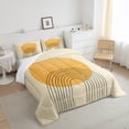 thumbnail image 4 of YST Geometric Stripe Comforter Set Queen Retro Aesthetic Bedding Set, Beige Minimalism Bedding Comforter Sets Modern Artwork Duvet, Mid Century Quilted Comforter with 2 Pillowcase Super Cozy, 4 of 5