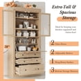 thumbnail image 5 of Harper & Bright Designs Tall Kitchen Pantry Cabinet with Power Outlets, Freestanding Cupboard with 3 Drawers and Adjustable Shelves for Dining Room, Natural, 5 of 18