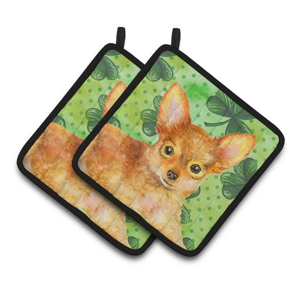 Caroline's Treasures Toy Terrier St Patrick's Pair of Pot Holders