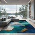 thumbnail image 2 of ODIKA 8'x10' Washable Area Rug Abstract Ocean Wave With Modern Marble Swirl And Gold Accents for Living Room, Under Sectional, Family , Durable, Non-Slip, 2 of 7