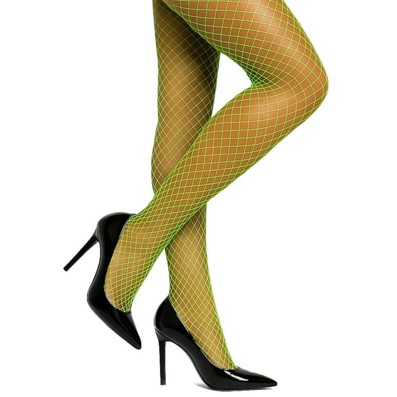 Women's Neon Green Fishnet Stockings Costume Accessory