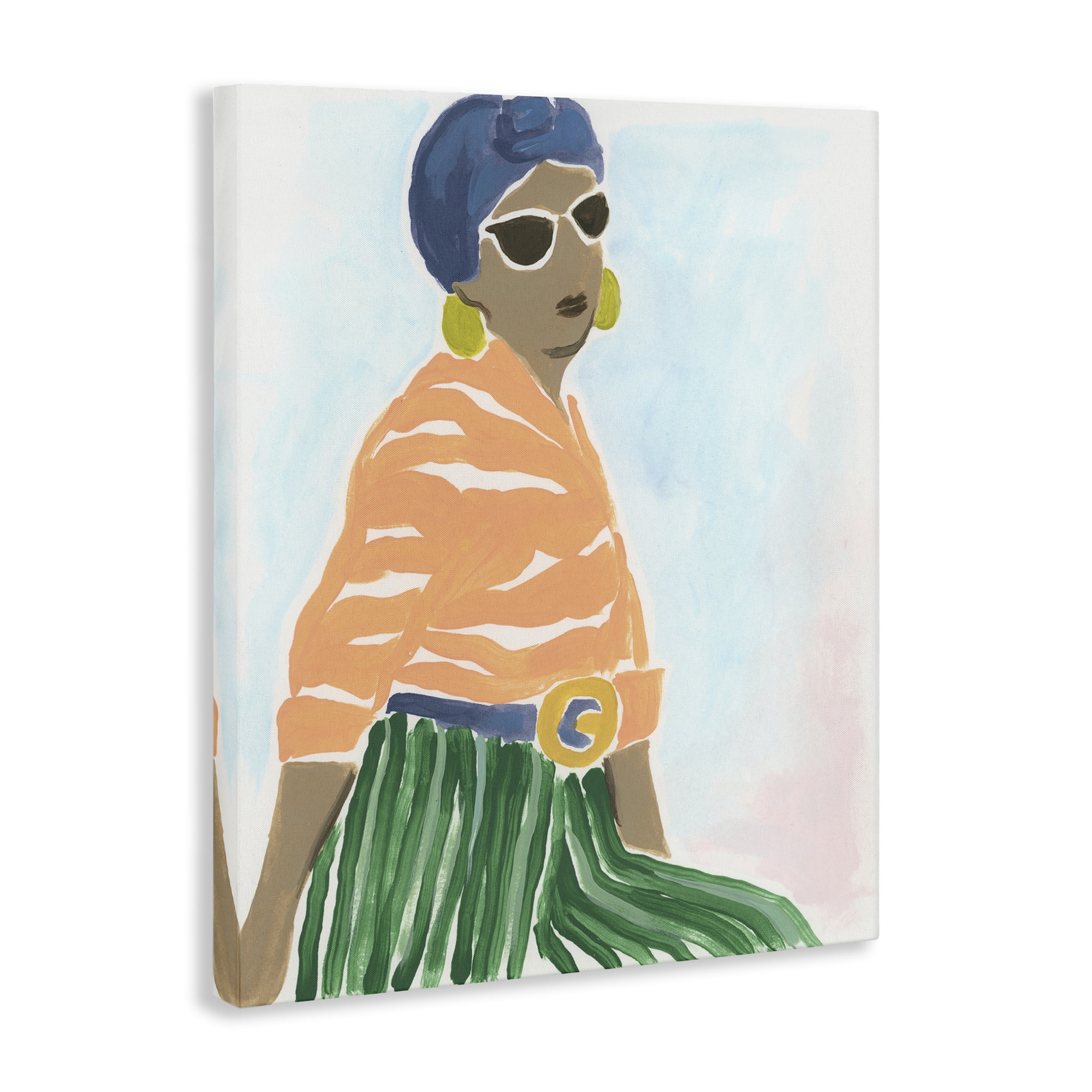 Stupell Industries Stylish Woman with Headwrap People Painting Wrapped Canvas Art Print Wall Art, 16 x 20