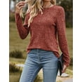 thumbnail image 3 of Women Top Tunic Sweater 2XL Pullover Ribbed Knit Comfort Lady Long Sleeve Autumn Daily Loungewear Relaxed Fit Stripe Cogild, 3 of 5