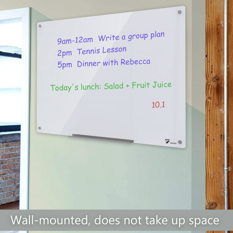 Lykkelig petroleum Revolutionerende TOWON 4'x3' Magnetic Dry Erase White Board - Extra Large Clear Glass  Bulletin Board Pizarra for Wall, with Whiteboard Accessories Eraser, 4  Colored Markers, 2 Magnets, Tray - Ultra White - Walmart.com