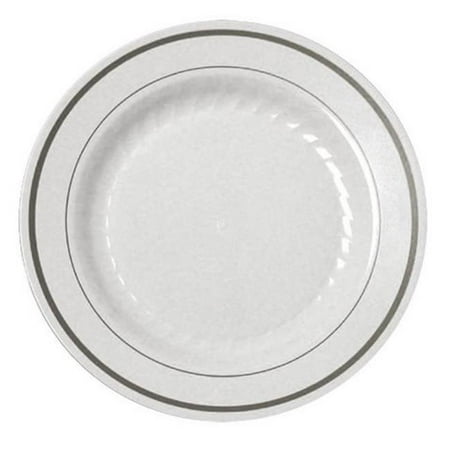 plates plastic case hard silver band disposable cpc gold splendor ivory luncheon webstaurantstore