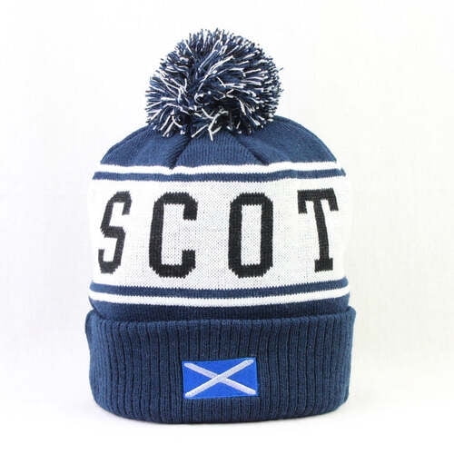 International Insignia Scotland Pom Pom Ski Acrylic Winter Beanie Hat, Blue, 1 Count