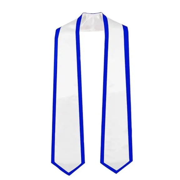Firefly Hope 1 Pack 72" Plain Graduation Honor Stole, Unisex Adult-Fit Adjustable Sash, Reusable Commencement Ceremony Accessory, White   Royal Trim