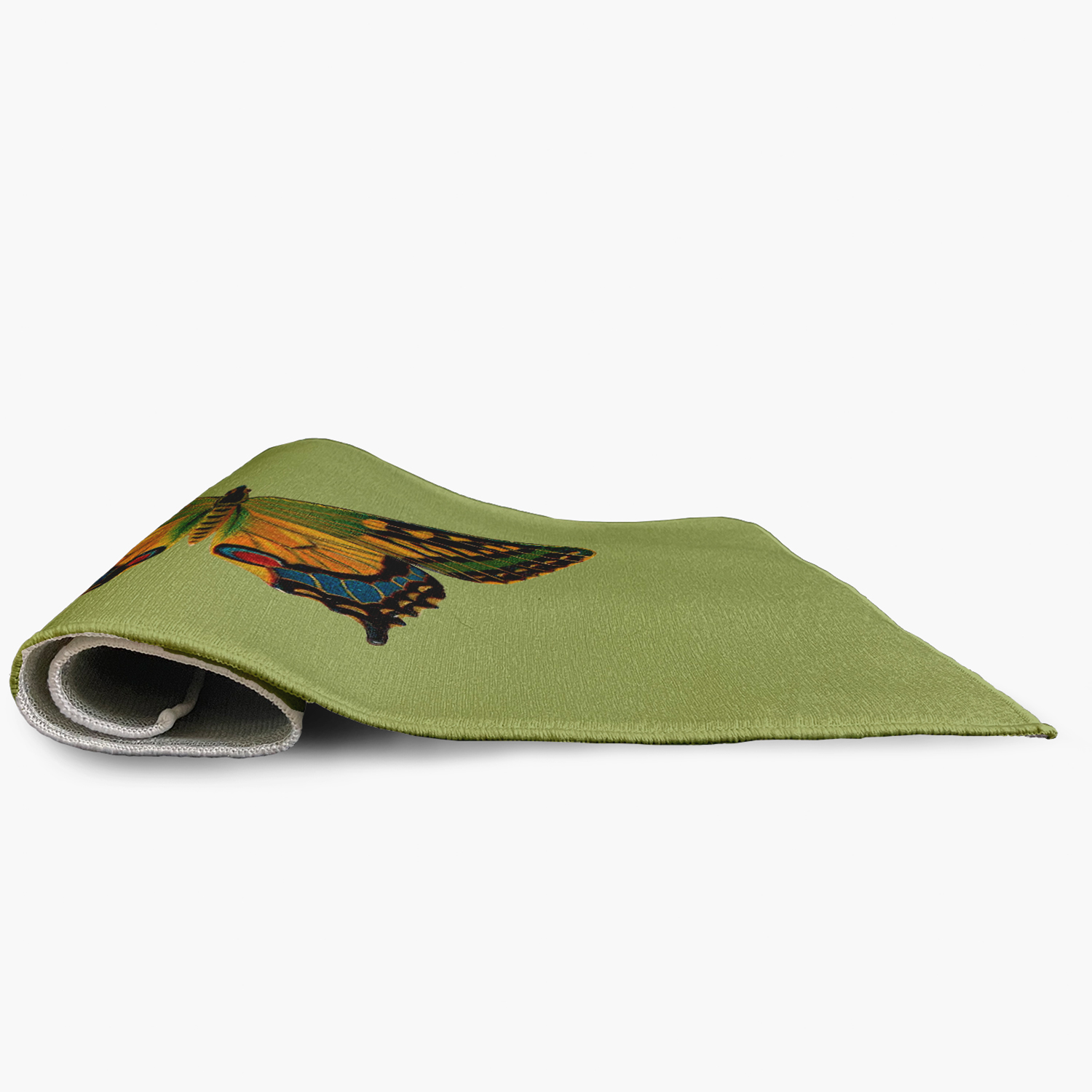 5' Round Simply Daisy Colorful Swallowtail Butterfly Novelty Chenille Area Rug, Apple Green