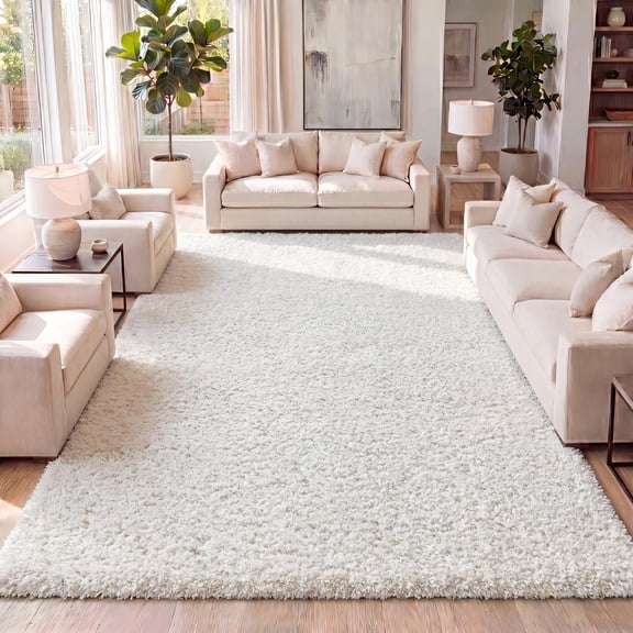 JONATHAN Y MCR106A-3 Mercer Shag Plush White 3 ft. x 5 ft. Area Rug