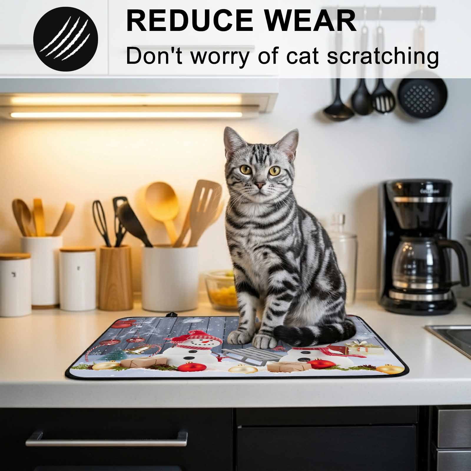 Christmas Stove Top Cover for Electric Stove, Heat-proof & Non Slip Glass Top Stove Cover Protector, Winter Snowman Xmas Red Balls Snowflakes Kitchen Flat Cooktop Rubber Mat 24x21 Inches