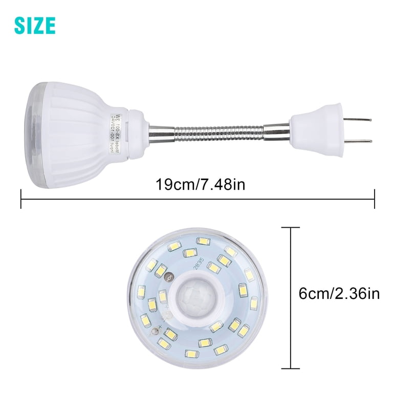 Semme Motion Sensor Plug-In Night Light – 6W Warm White LED With Flexible Metal Gooseneck, 12 LEDs, Infrared Sensor