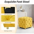 thumbnail image 5 of LEHZROAJ Button Tufted Velvet Vanity Stool with Metal Legs, Modern Makeup Ottoman, Upholstered Foot Rest Footstool for Living Room Bedroom（Yellow）, 5 of 10