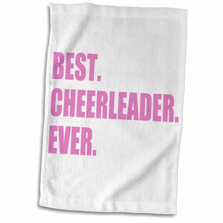 3dRose Pink Best Cheerleader Ever - greatest head or team cheerleading girl - Towel, 15 by