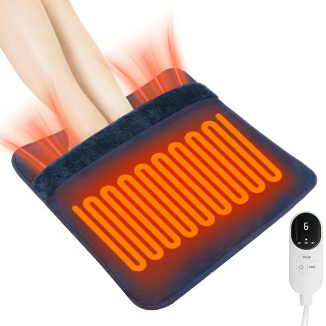 Heated Electric Pad for Foot,Double-Sided Heating,6 Fast Heating Settings 3 Timers,10 ft Cord Electric Fast Heat Pad with Heat Settings Under Desk,Bed,Office,Home, Valentine's Day Gift