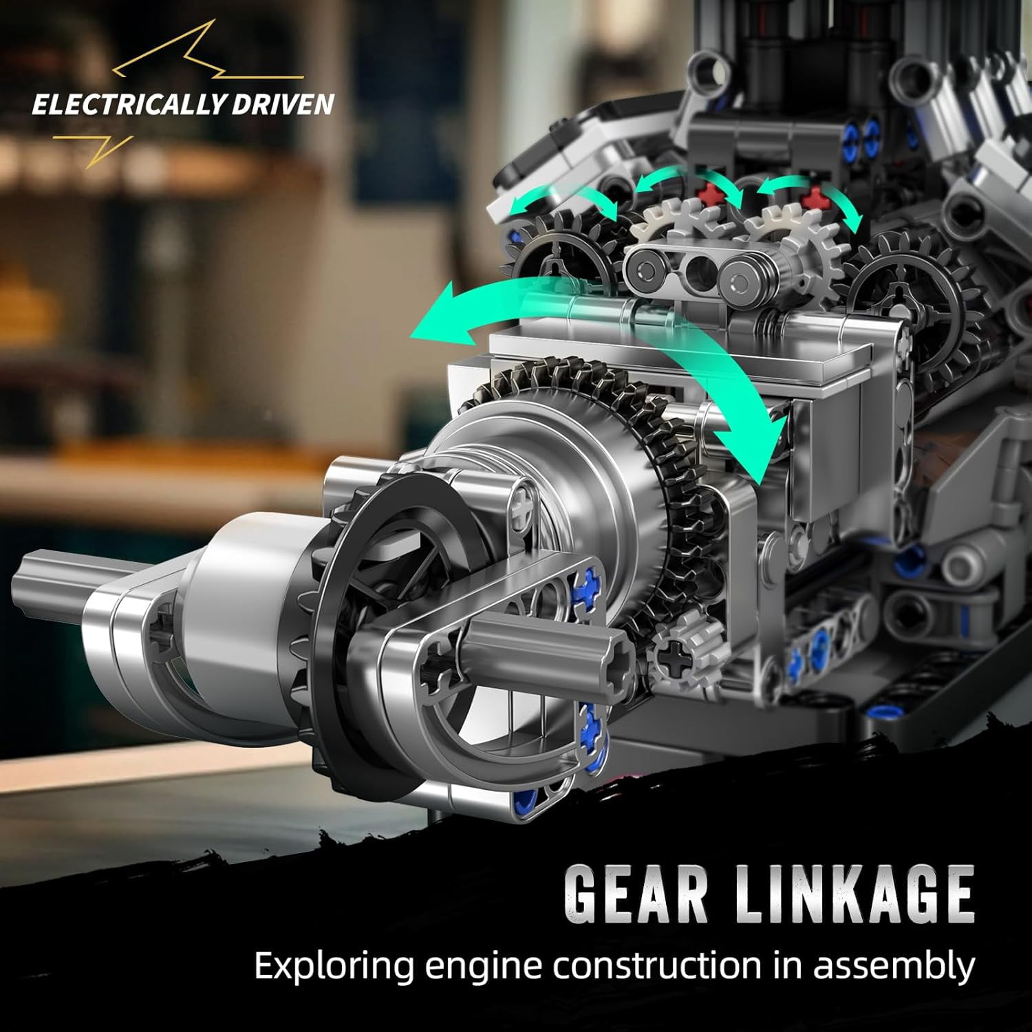 10206 V8 Combustion Engine Model Kit that Runs, Build Your Own MOC V8 Engine Model Toy, 8-Cylinder Petrol Car Engine Replica Model Building Kit (737 PCS)