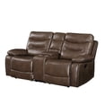 thumbnail image 1 of Aashi Causeuse avec Console (Mouvement) en Cuir Marron-Gel Match, 1 of 5