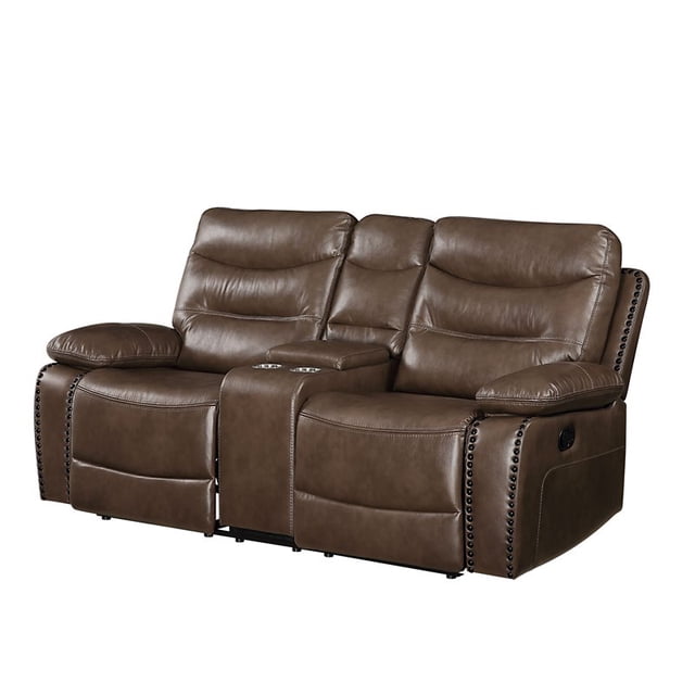 Aashi Causeuse avec Console (Mouvement) en Cuir Marron-Gel Match
