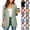 Blue, variant on Striped Blazer Jackets Vertical Thin Stripe Open Front Ruched 3/4 Sleeve Dual Patch Pocket Casual Layering Outerwear for Women
