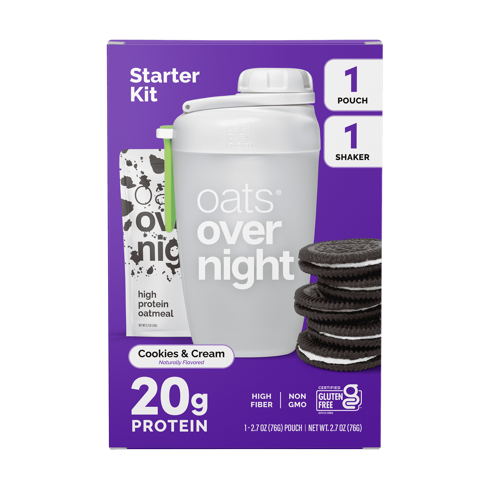 Oats Overnight High Protein Starter Kit - Cookies & Cream with Shaker Bottle