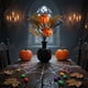 thumbnail image 5 of 1 ramo decorativo de Halloween con rosas negras, hojas de arce y calabazas para la fiesta de Acción de Gracias, color negro, 47 x 24 cm. Yulucky, 5 of 9