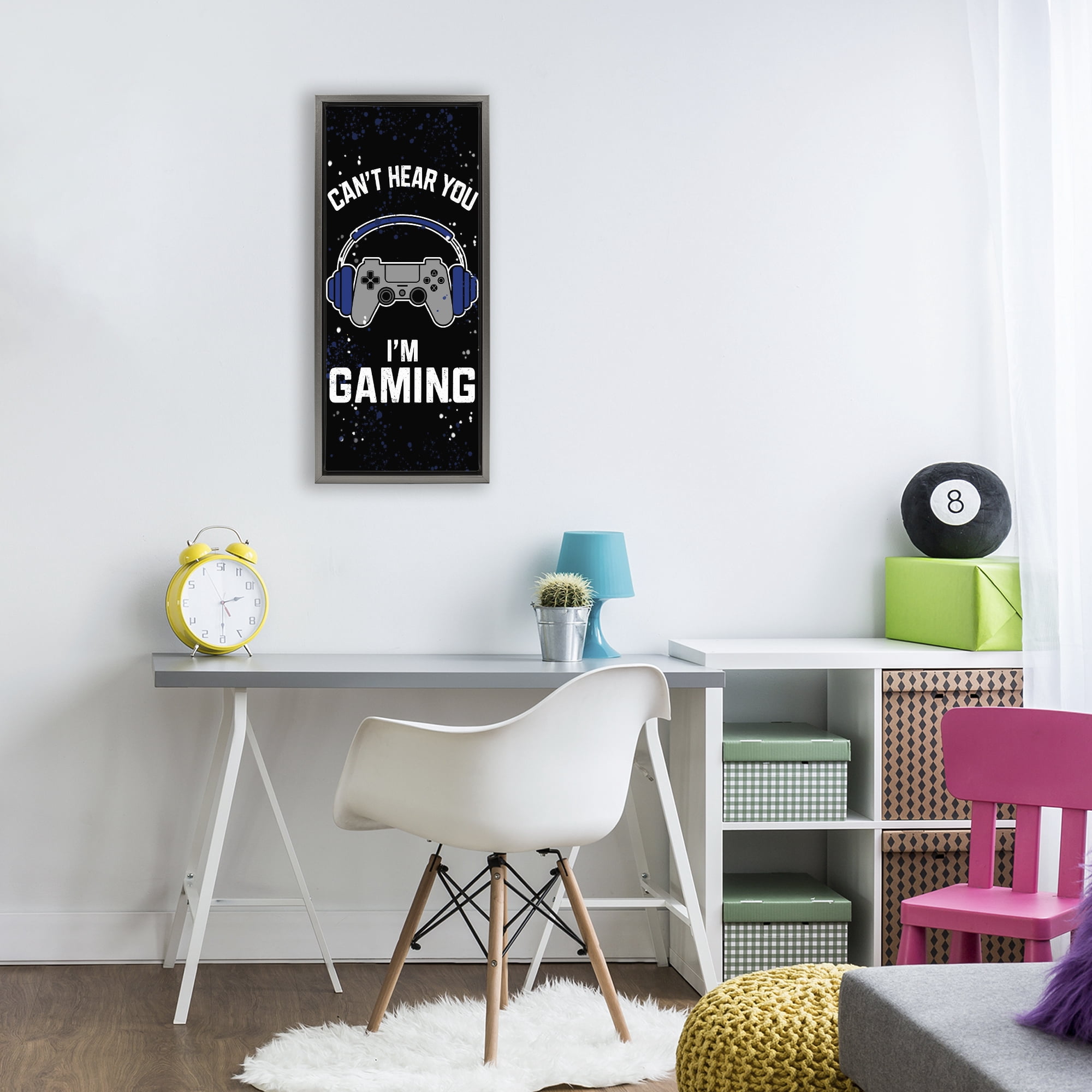 Stupell Industries Can't Hear You Gaming Gray Framed Floater Canvas Wall Art, design by Kim Allen