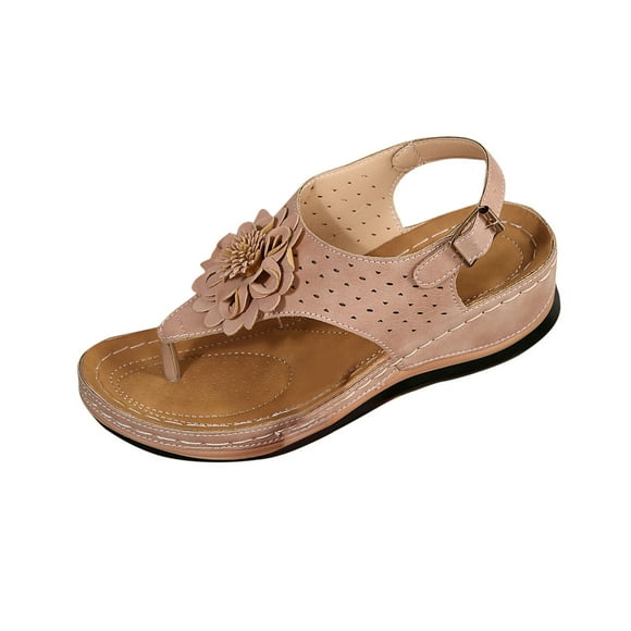 Hopeusnice Wedges Shoes for Women Soft Non-Slip Breathable Trendy PU Materials Summer Shoes Thick-Soled Platform Wedge Heel Women's Wedges Shoes Open Toe Sandals Slip-Resistant Walking Shoes Pink 36