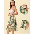 thumbnail image 2 of INSPIRE CHIC Falda cruzada midi de chifón con dobladillo asimétrico y cintura alta con purpurina floral para mujer Verde XL, 2 of 4