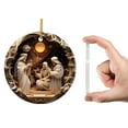 thumbnail image 4 of Christmas Tree Ornament Round Ceramic Holiday Decoration with Stained Glass Design and Gold Hanging Ribbon, 4 of 6