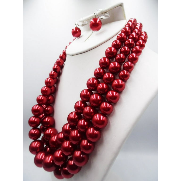 Red pearl necklace deals