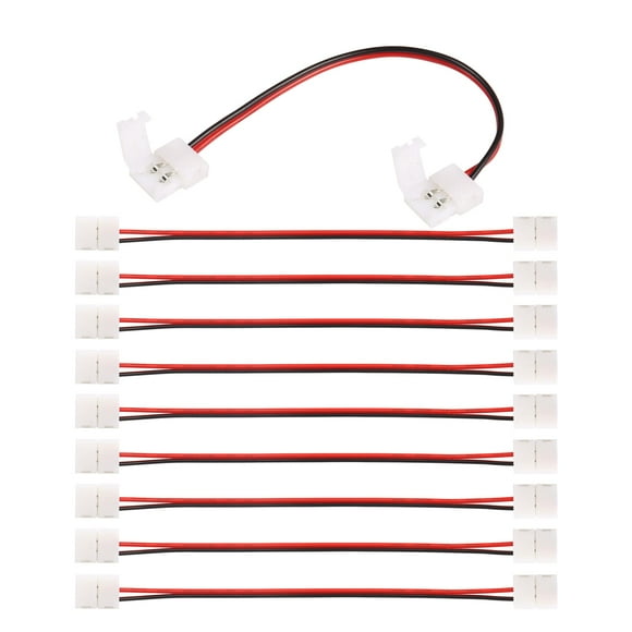 PNGKNYOCN LED Light Strip Connector 8mm Wide Single Color Solderless Snap Any Angle Strip to Strip Jumper for 3528 5050 LED Light Strips(10-Pack)