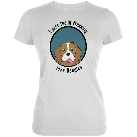 I Just Love Beagles Juniors Soft T Shirt White MD