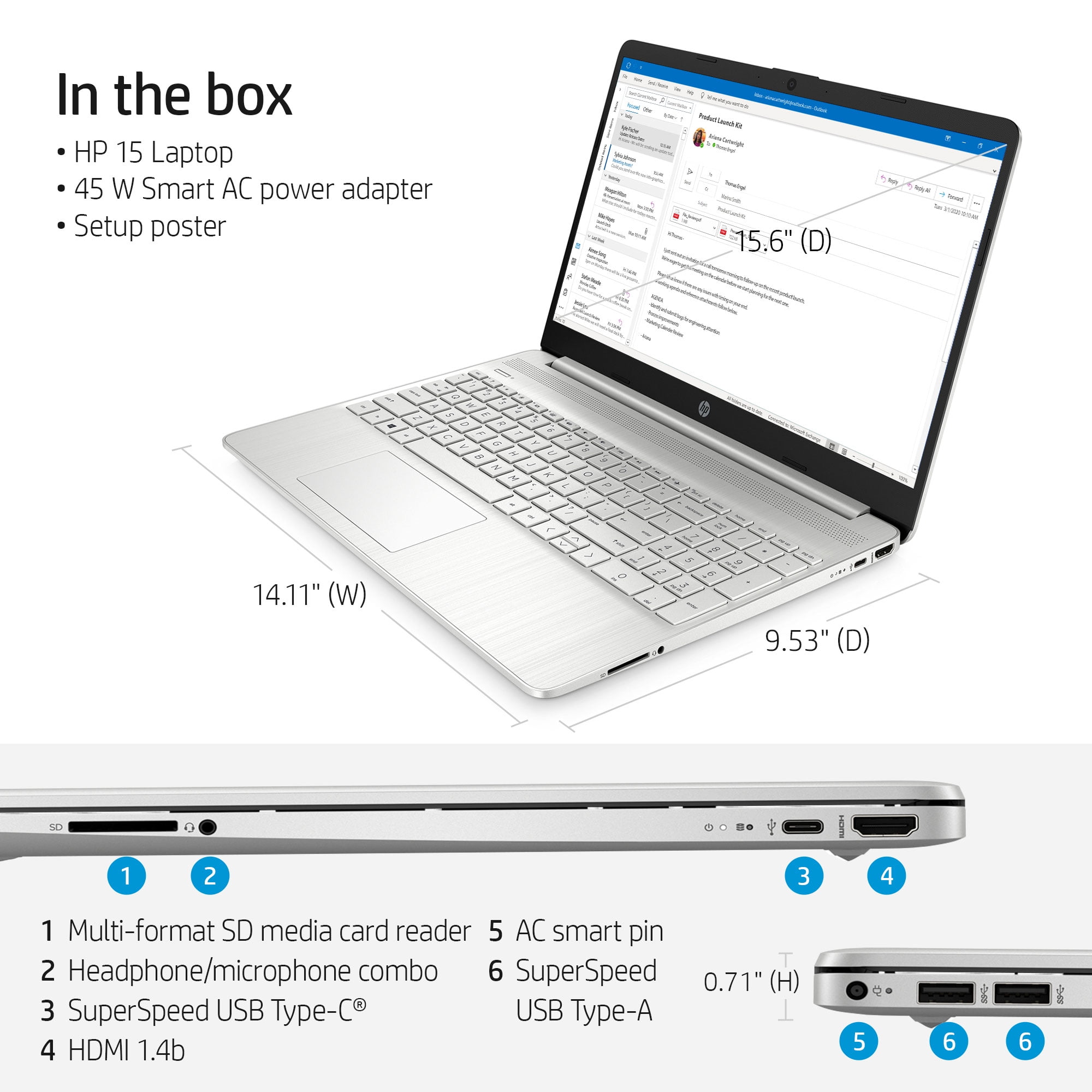 Buy HP 15.6 Screen FHD Laptop, Intel Core i5-1135G7, 8GB RAM, 256GB SSD